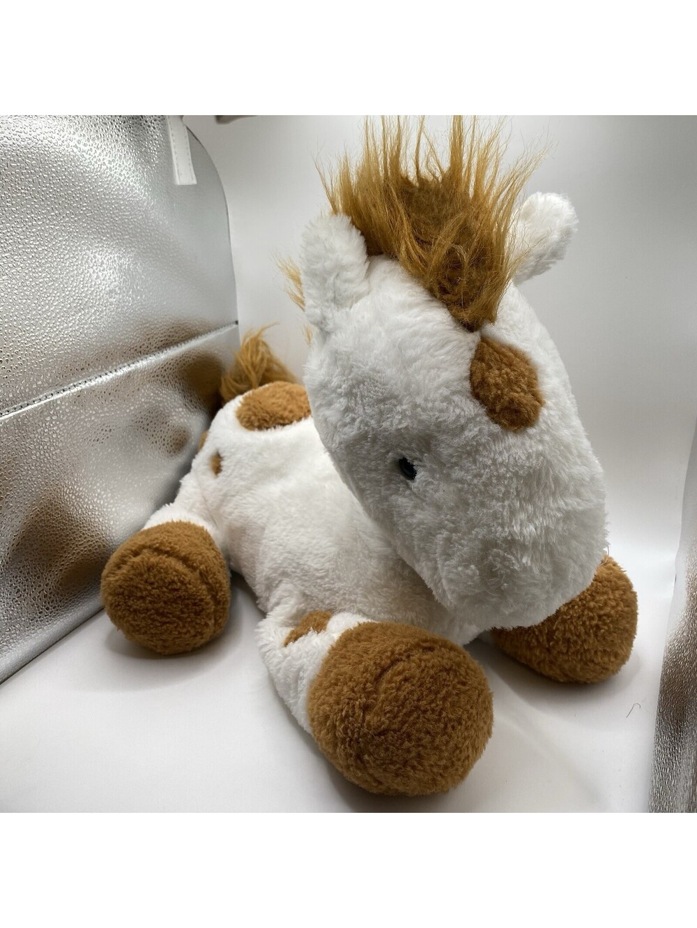 Animal Adventure Pinto Horse Plush Stuffed Animal White Brown Spots Abt 18" - Picture 2 of 9